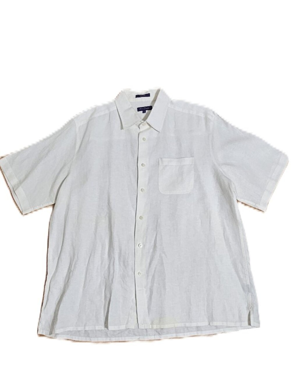 Alan Flusser Short Sleeve Button Down Cream XXL 100% Linen Like New